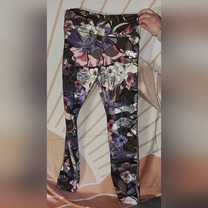 Nike Curve All in One Dry Fit Running Floral Tights Leggings Size M Run Glitter